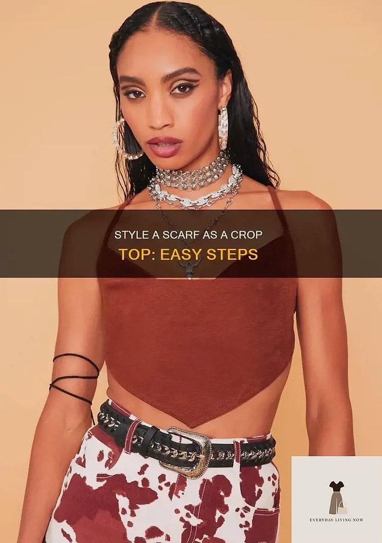 30 Scarf Outfit That Are Dreamy and So Inspiring 15 Crop Top and High-Waisted Jeans with a Scarf Necklace