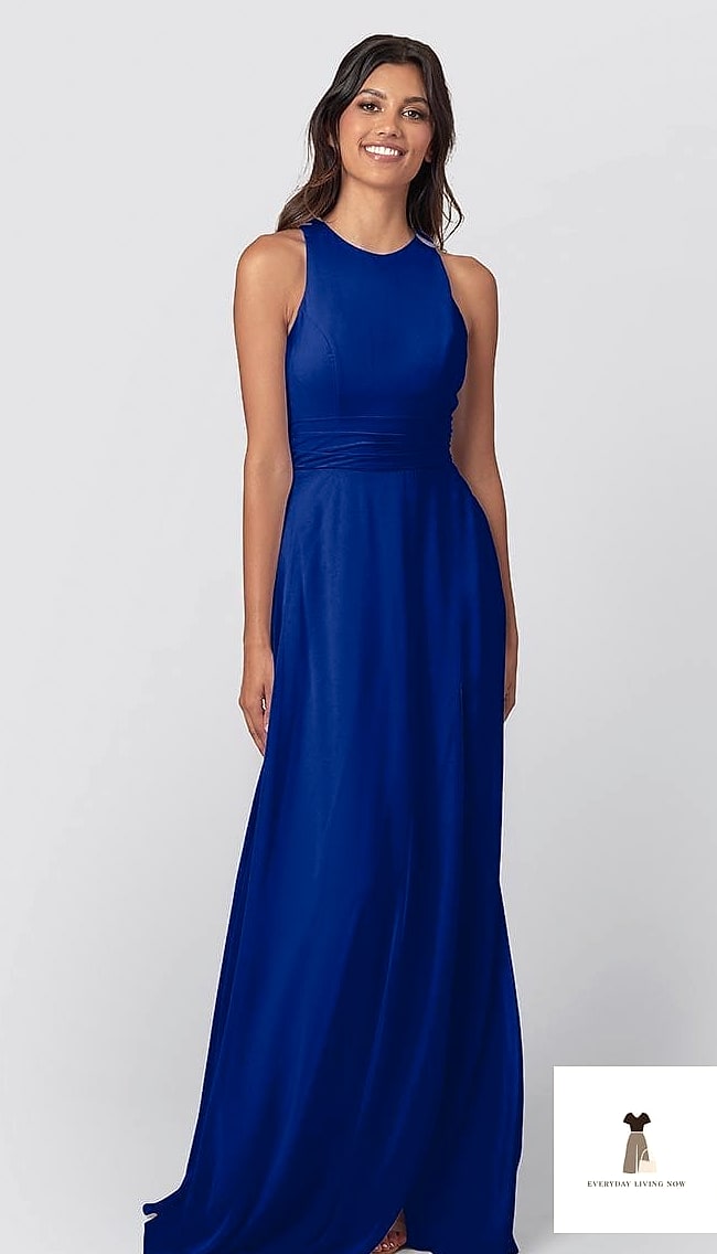 25 Masquerade Outfit Ideas You Need to Try Next 6 Deep Cobalt Blue Satin Slip Dress