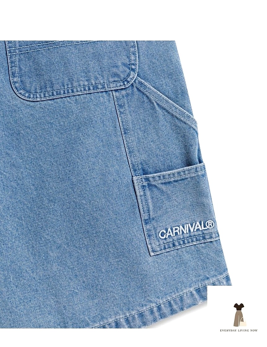 22 Carnival Outfit That Are Trending Right Now 5 Denim Carnival Shorts With a Statement Bra Top