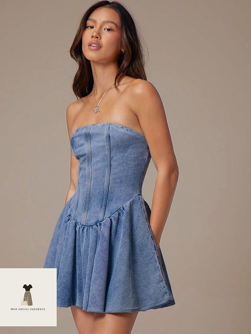 Denim Corset with Flare Jeans