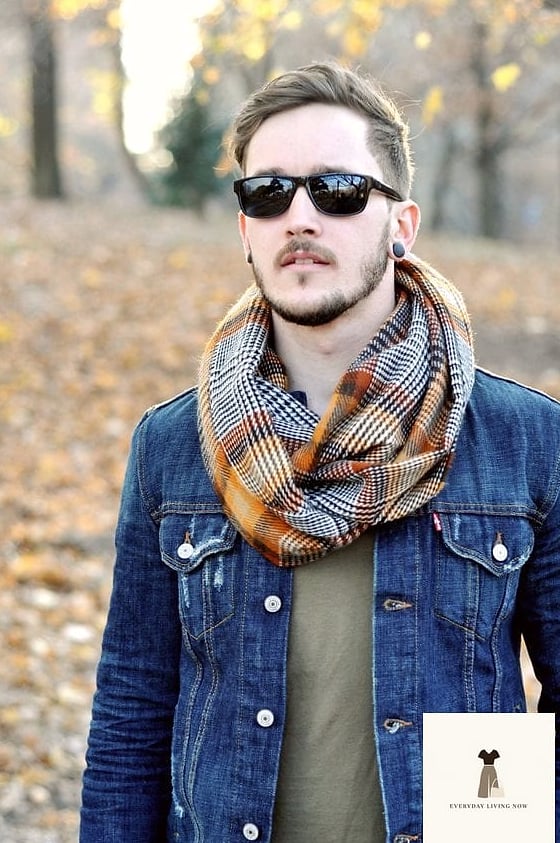 30 Scarf Outfit That Are Dreamy and So Inspiring 3 Denim Jacket with a Plaid Scarf