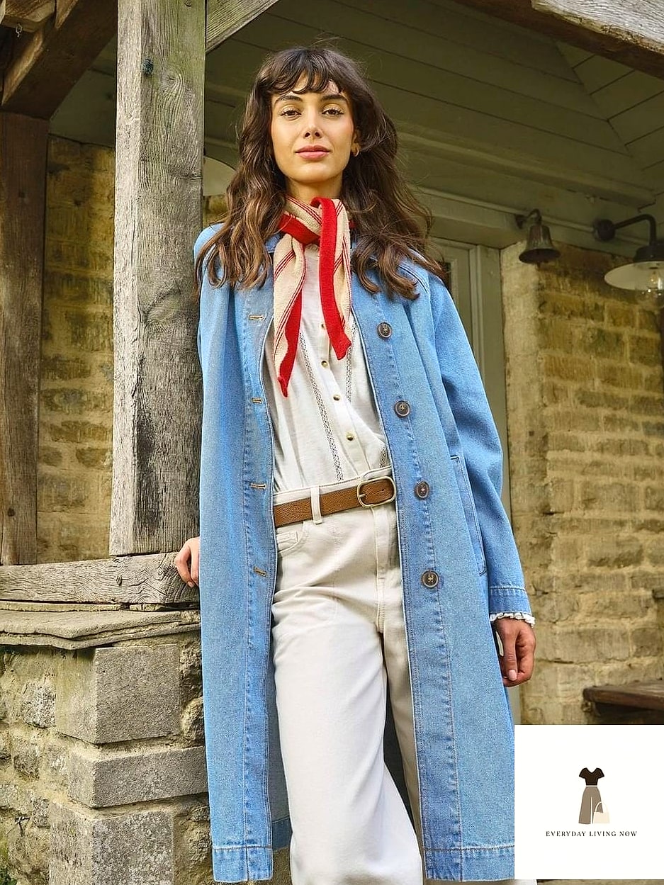 Denim Jacket Layered Under a Trench