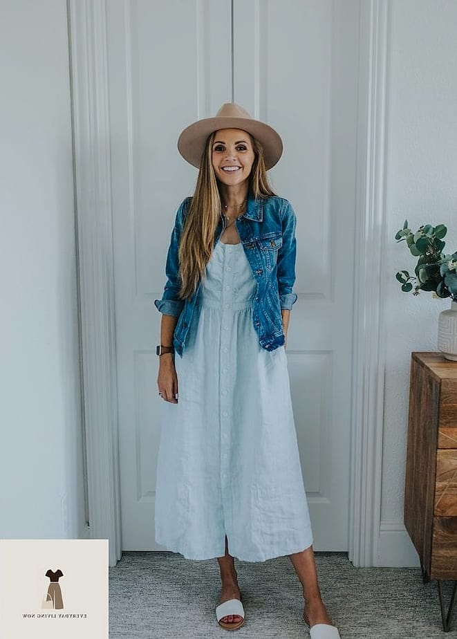 27 Baby Shower Outfit For Guest Worth Pinning Immediately 7 Denim Midi Skirt with a Feminine Blouse