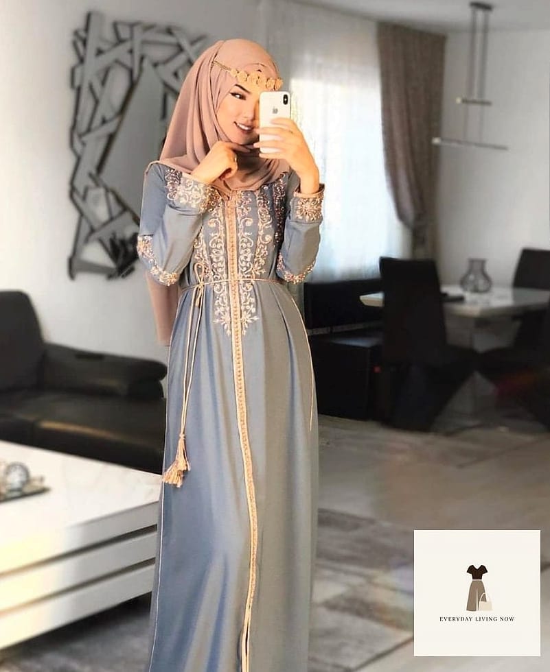 The Emerald Green Abaya With Gold Embroidery
