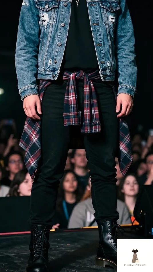 Flannel Shirt Tied Around the Waist
