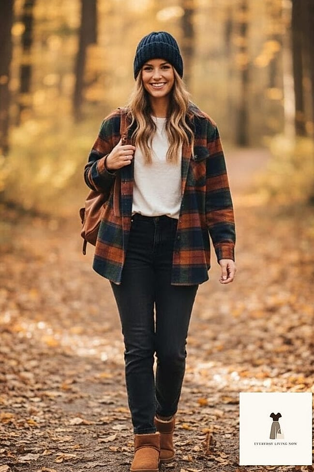 Flannel Shirt and Mini Skirt for a Cozy-Meets-Cute Vibe