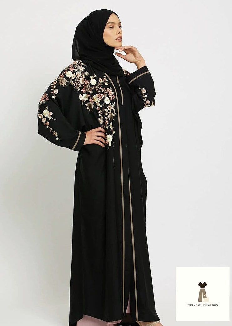 29 Abaya Outfit That Are Absolutely Stunning 11 Floral Print Chiffon Abaya