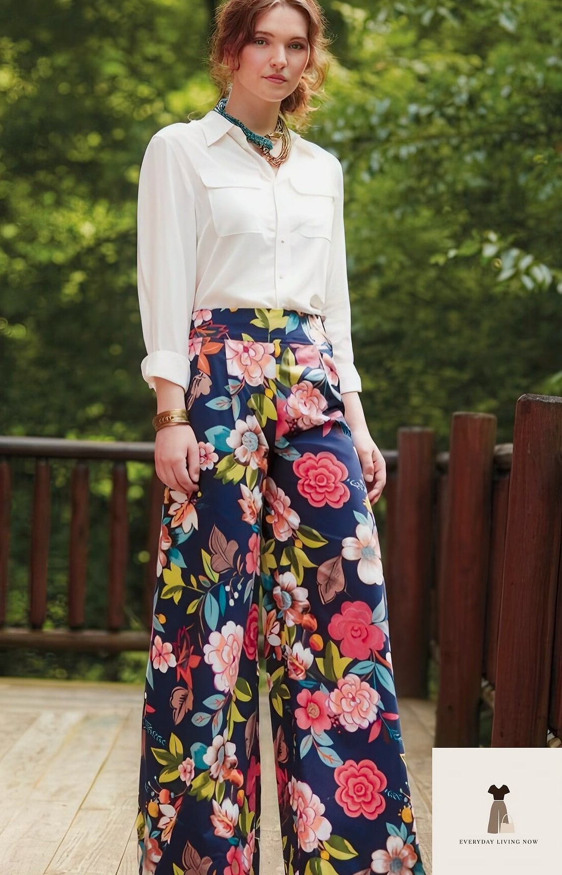 Floral Top and Wide Leg Denim