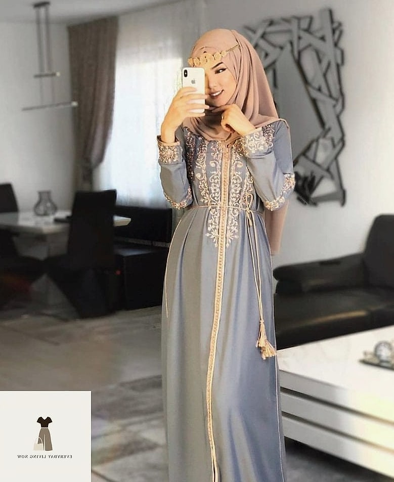 Forest Green Velvet Abaya With Statement Buttons