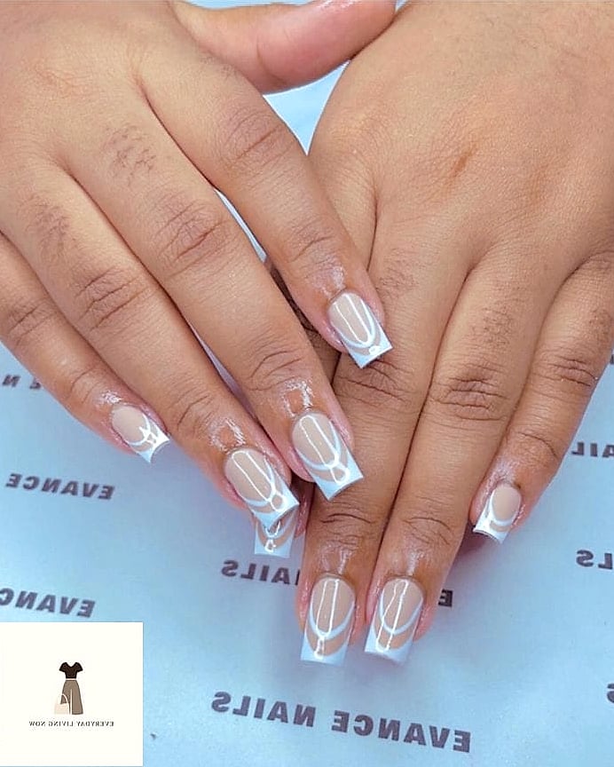 French Tip Nails With Gold Jewelry