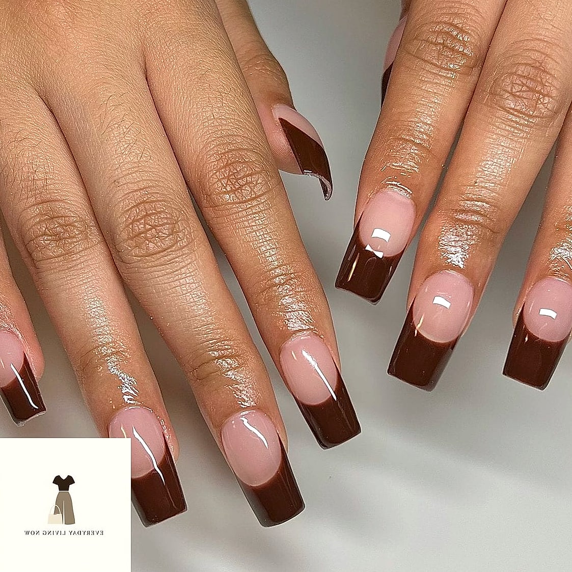 French Tip Nails and Brown Fall Outfits