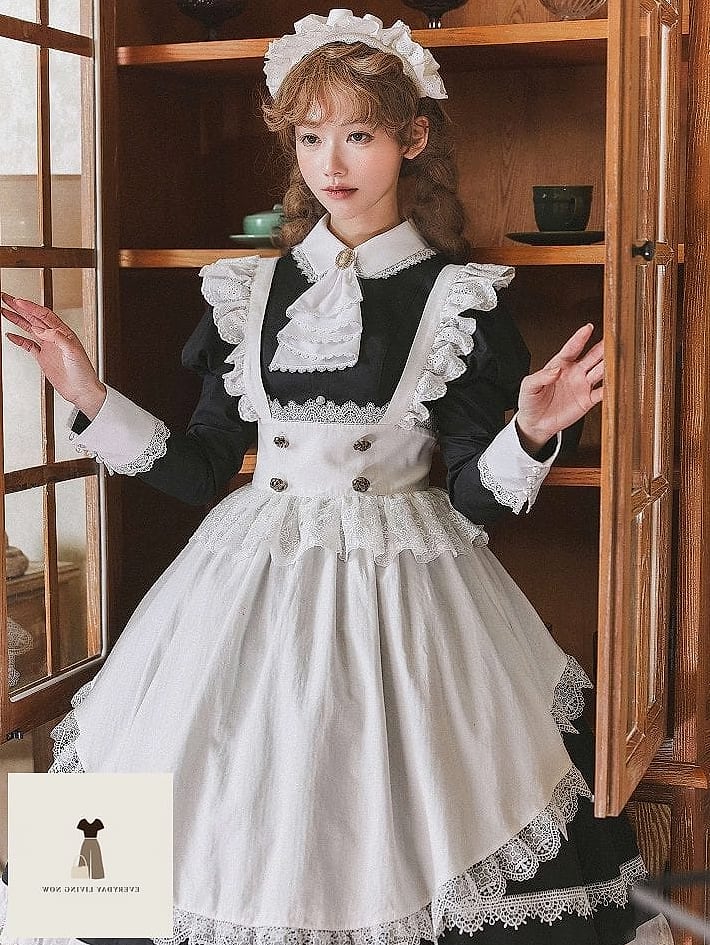 Frilly Apron Top with Wide-Leg Trousers