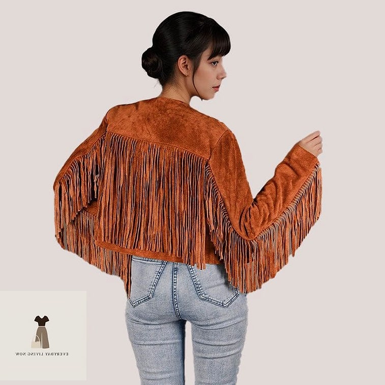 Fringe Suede Jacket Over a Slip Dress