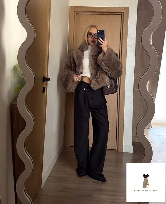 The Fur Coat Over Straight-Leg Jeans