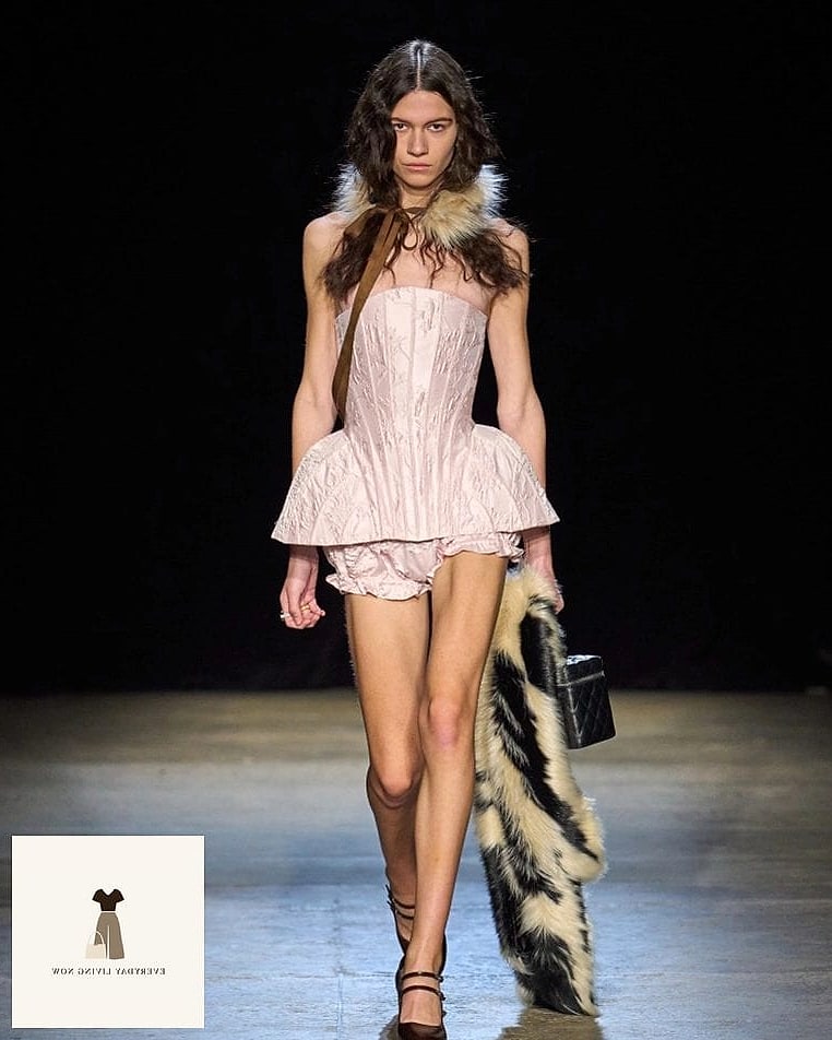Fur Coat Over a Corset Top