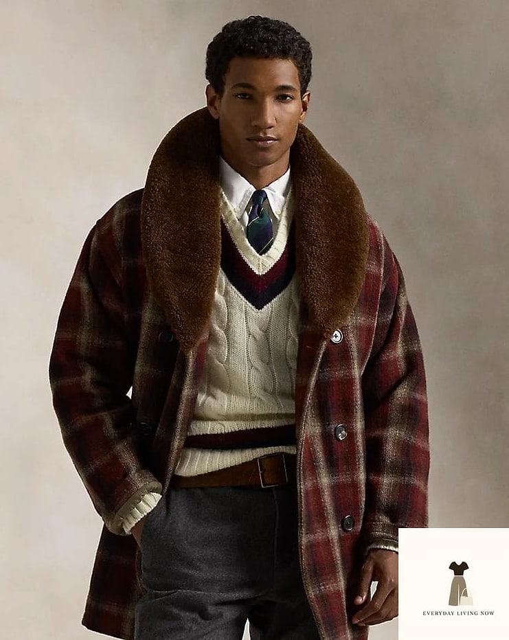 Fur Coat Over a Plaid Shirt