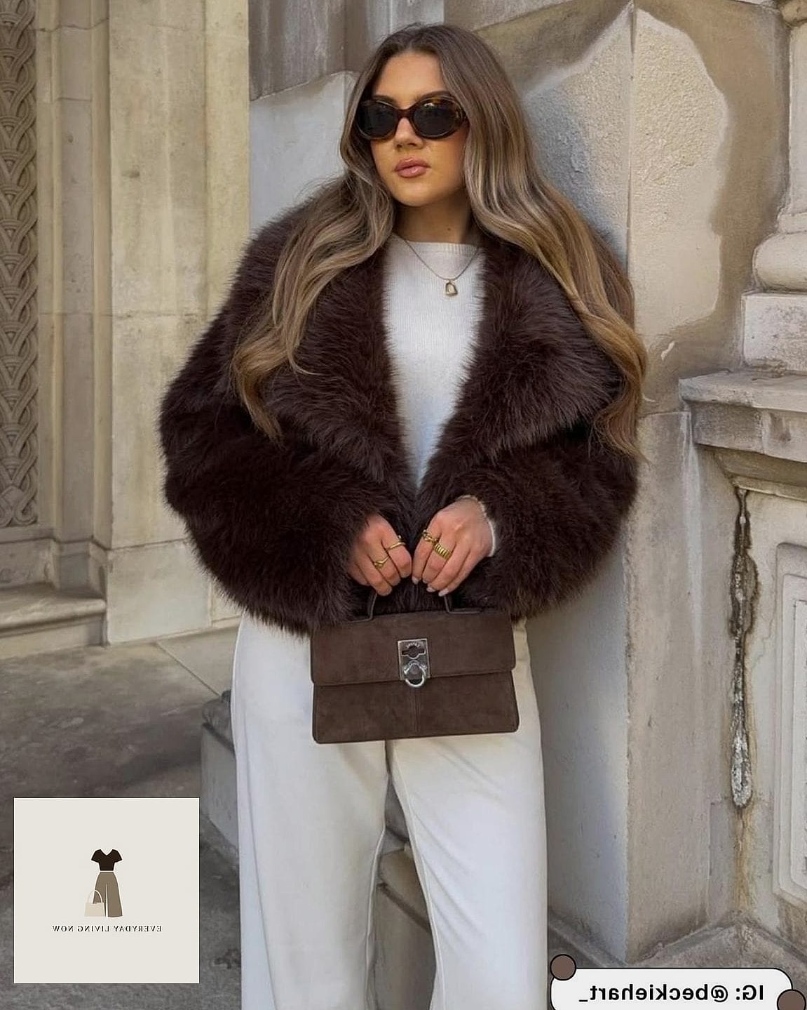Fur Coat as a Layering Piece Under a Puffer