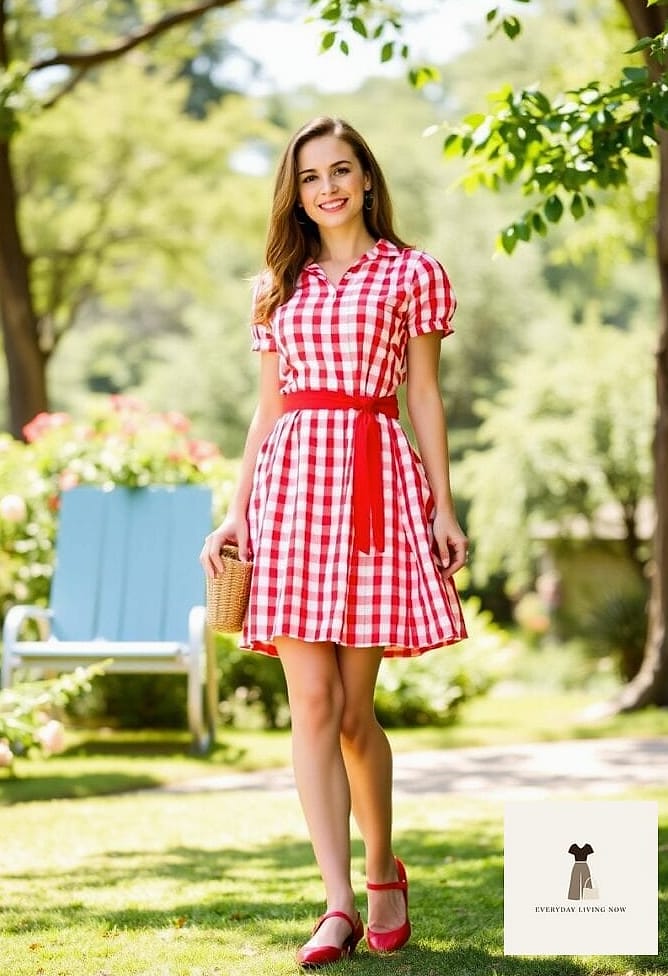 23 Picnic Outfit That Every Stylist Needs to See 18 Gingham Dress With Espadrilles