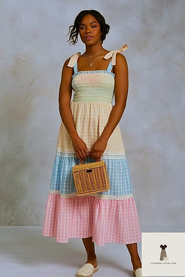 27 Easter Outfit That Will Transform Your Look 5 Gingham Sundress with Espadrilles