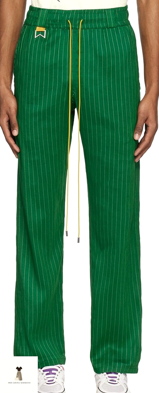 Green Pinstripe Trousers with a Fitted Blazer