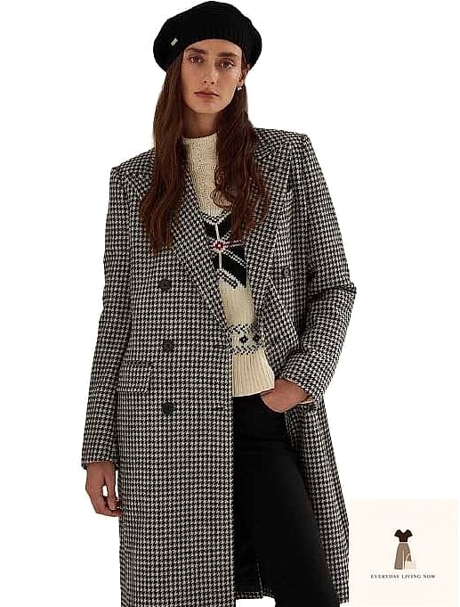 Houndstooth Coat and Black Turtleneck