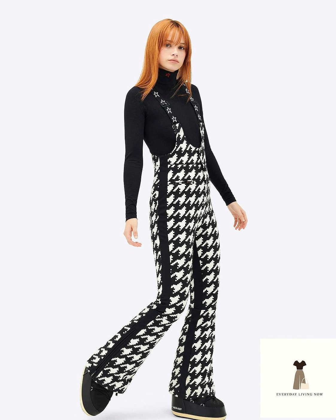 Houndstooth Print Snow Pants