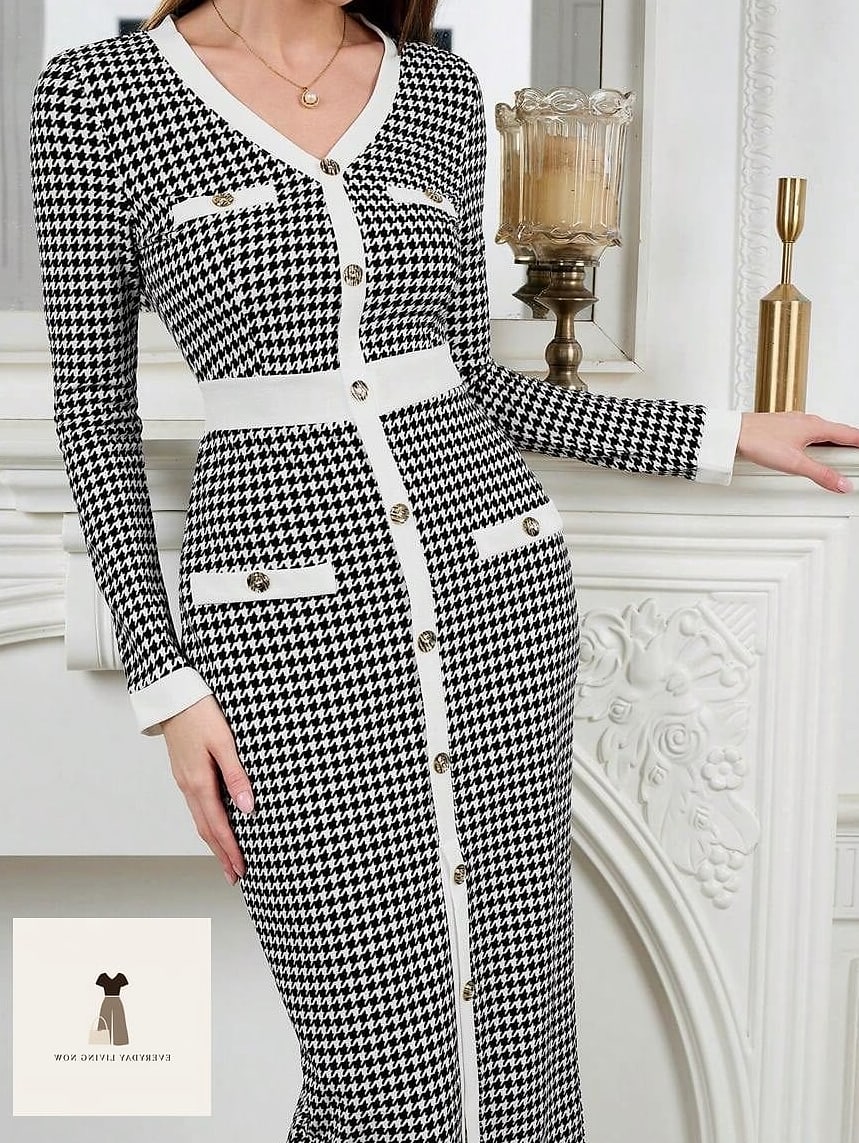 Houndstooth-Trimmed Corduroy Set