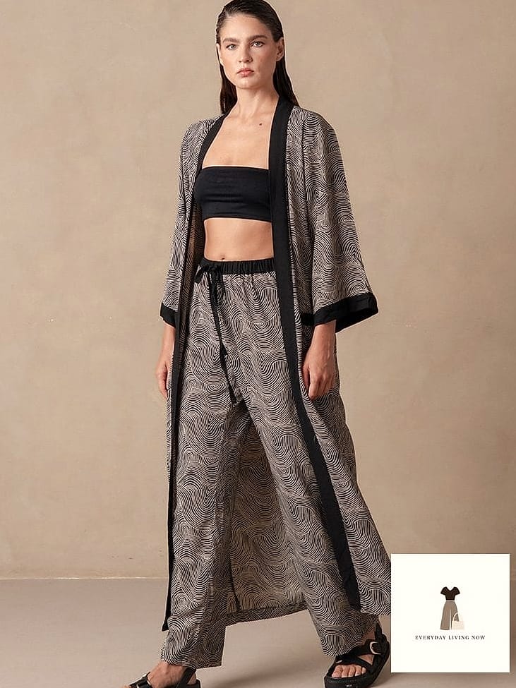 Kimono Over a Bodysuit and Trousers
