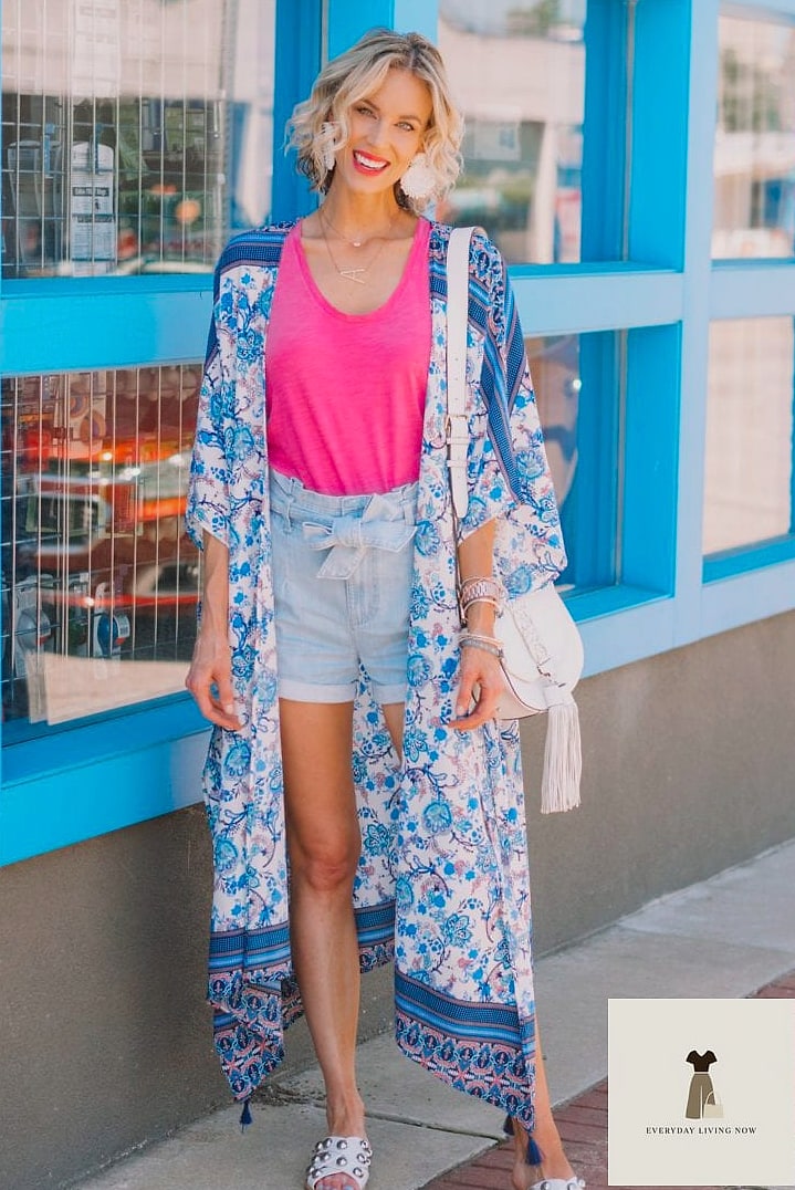 Kimono with Running Shorts for Poolside Days