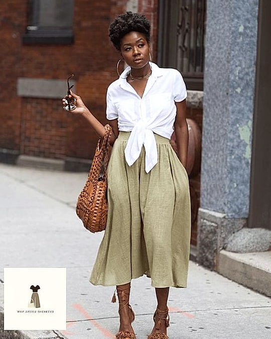 Knotted at the Waist with Denim Shorts