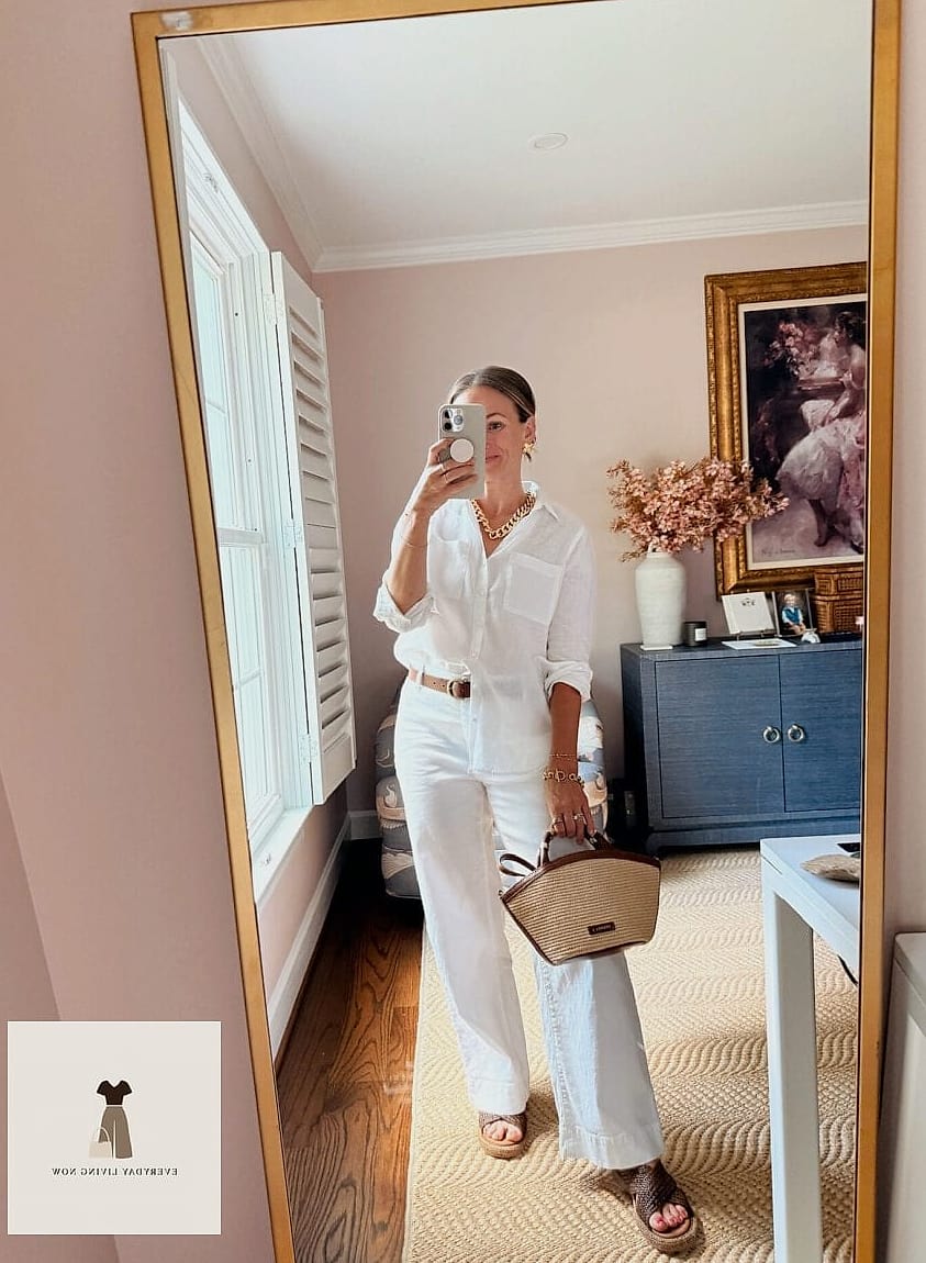 The Layered Jewelry and Simple Top Combo