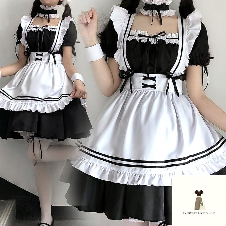Layered Maid Look with Cardigan