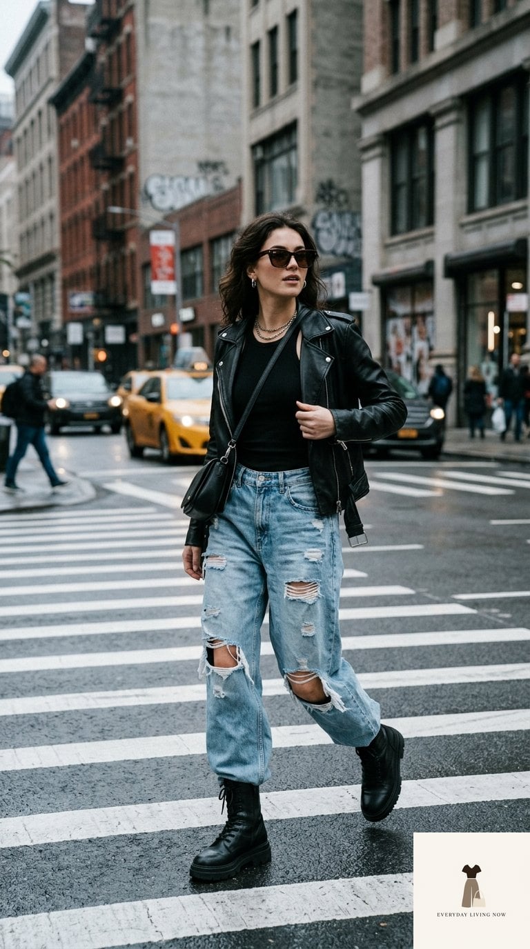 Low-Rise Baggy Jeans With a Fitted Baby Tee