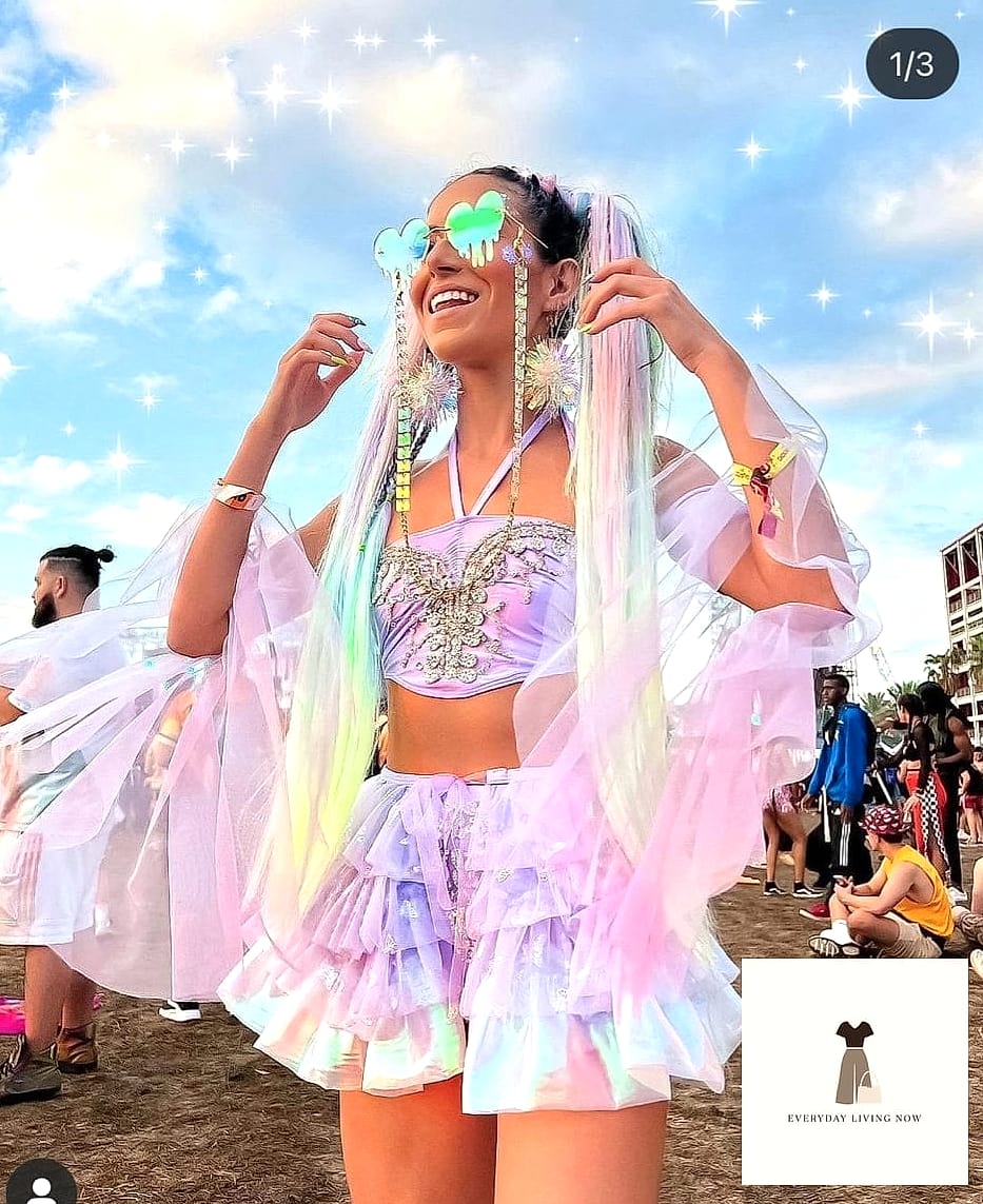29 Rave Outfit That Are Trending Right Now 6 Metallic Mini Skirt and Crop Top