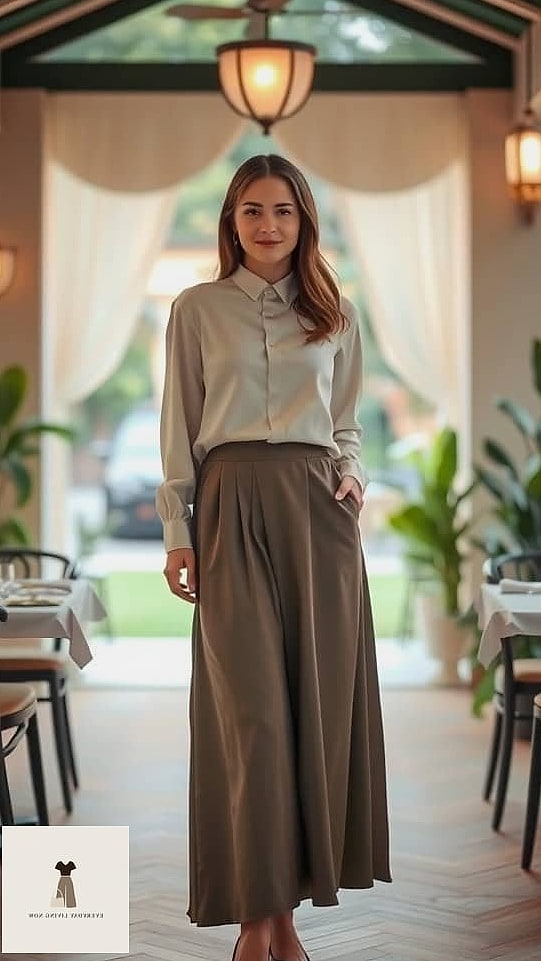 21 Dinner Outfit That Every Stylist Needs to See 9 The Midi Skirt and Turtleneck Combo