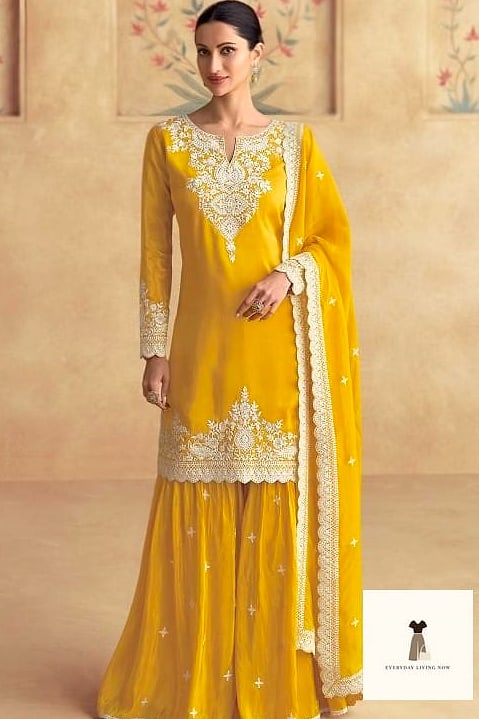 Mustard Yellow Kurti and Palazzo Set