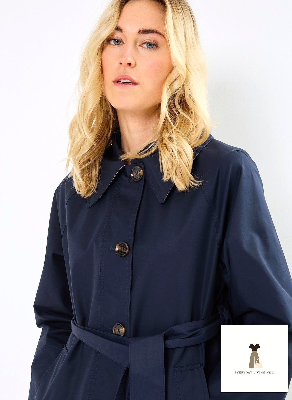 30 Blue Outfit That Are Trending Right Now 9 Navy Trench Coat Over Everything