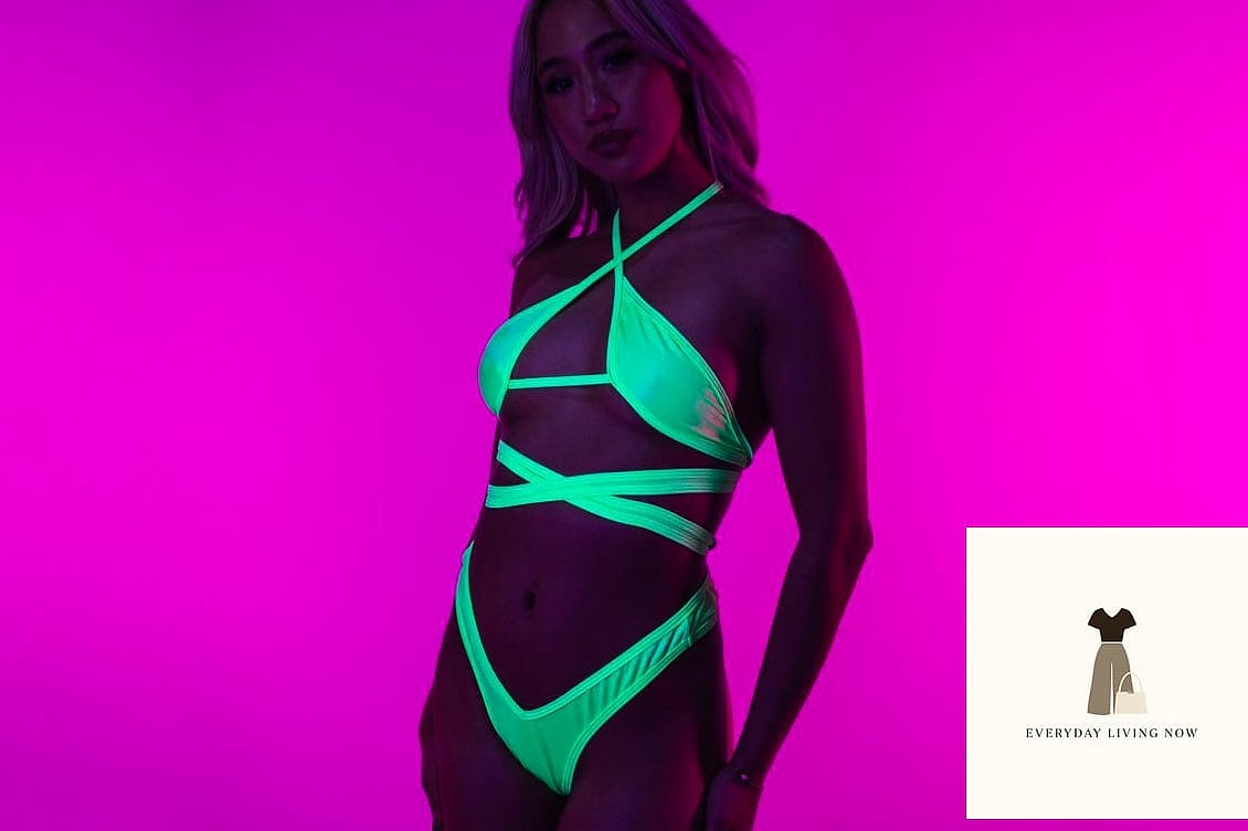 29 Rave Outfit That Are Trending Right Now 17 Neon Bikini Top with High-Waisted Shorts