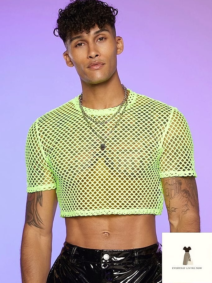 29 Rave Outfit That Are Trending Right Now 1 Neon Mesh Top and Biker Shorts