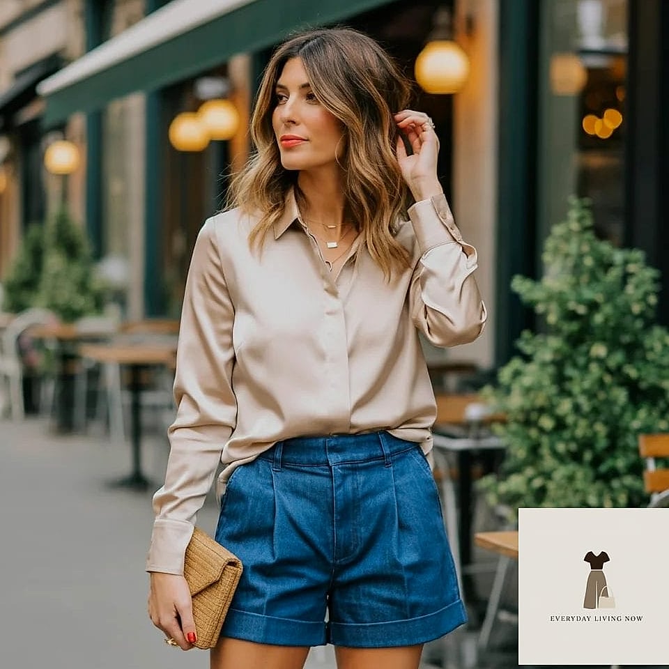24 Jean Shorts Outfit That Will Make You Book Your Appointment Immediately 10 Off-the-Shoulder Top and Shorts