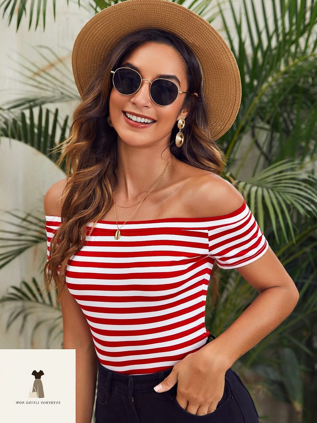 30 Striped Shirt Outfit That Are Absolutely Stunning 13 Off-the-Shoulder Striped Top for Warm Weather