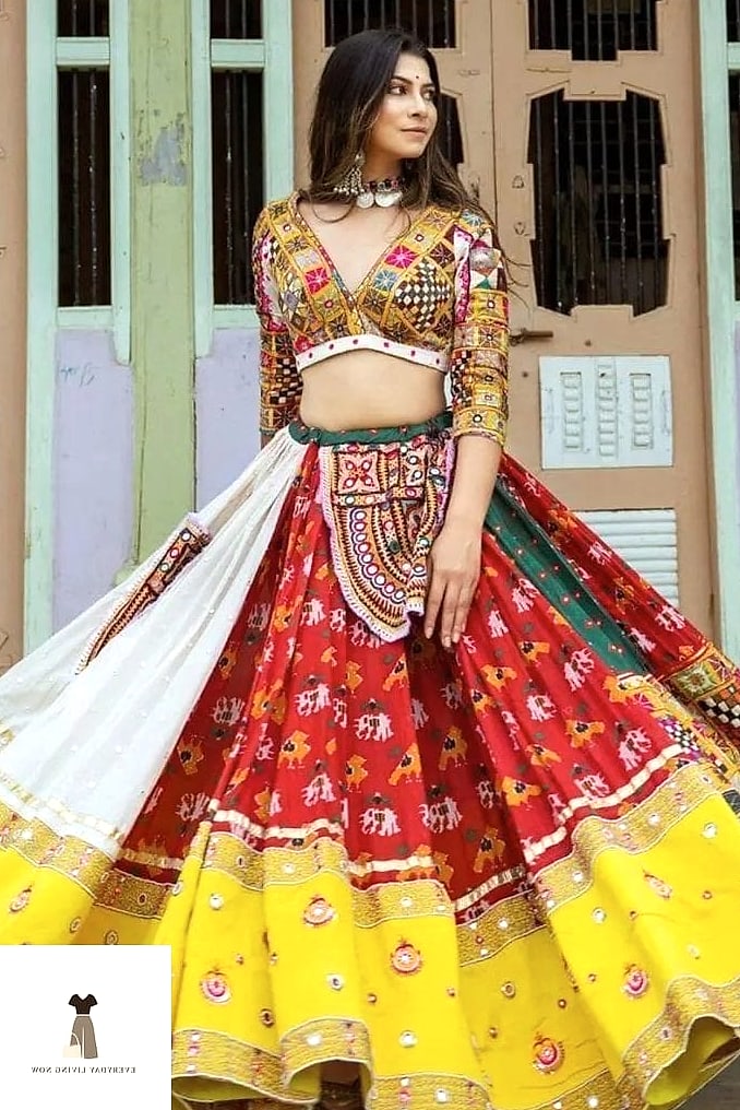 Off-Shoulder Choli With Full Skirt