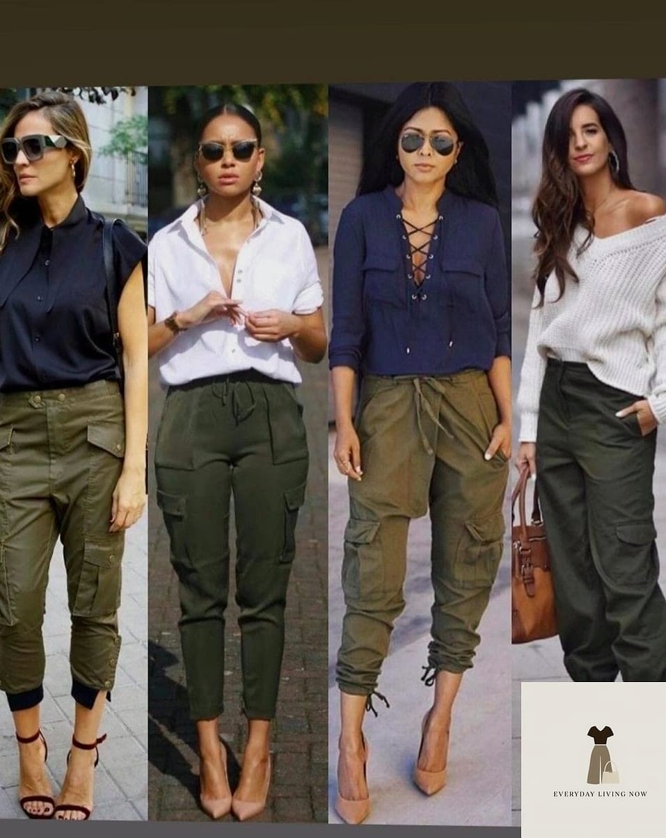The Olive Cargo and White Tee Combo