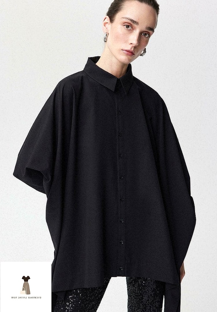 23 Black Shirt Outfit Worth Bookmarking Right Now 15 Oversized Black Button-Down as a Beach Coverup