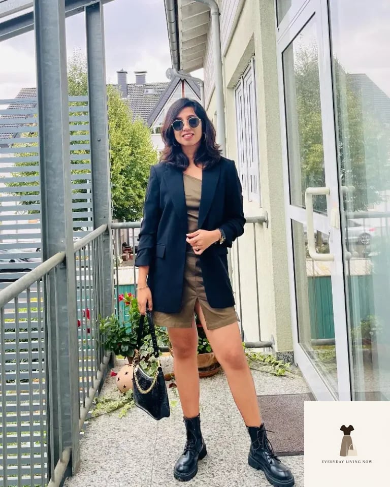 Oversized Blazer Over Maid Dress