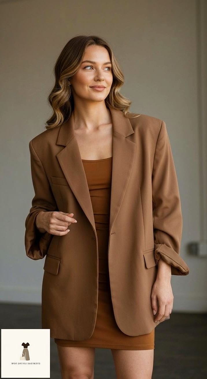 Oversized Brown Blazer as a Dress