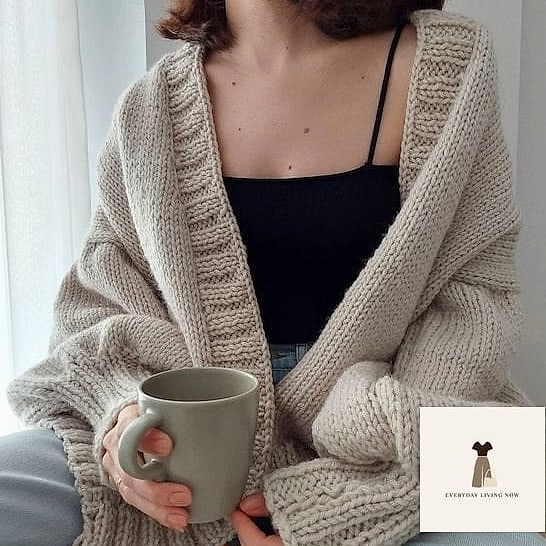24 Cozy Outfit That Every Stylist Needs to See 2 The Oversized Cardigan and Bike Shorts Pairing