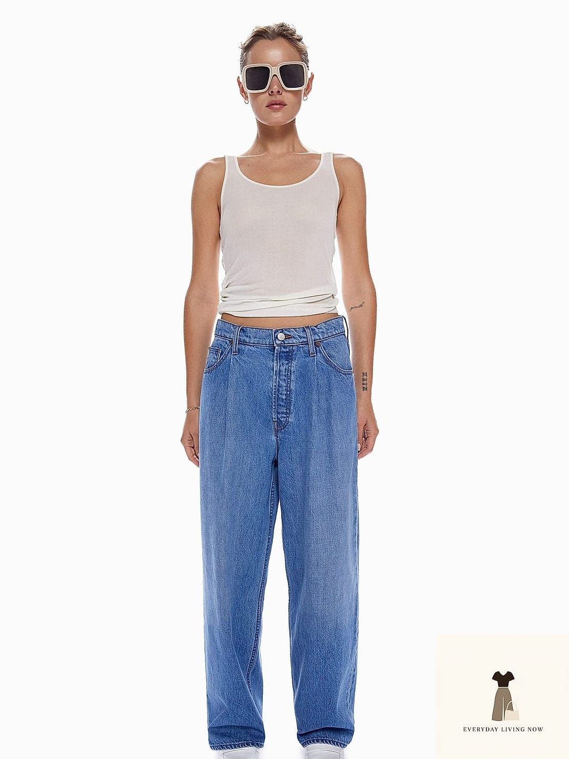 Oversized Denim Shorts with a Fitted Top