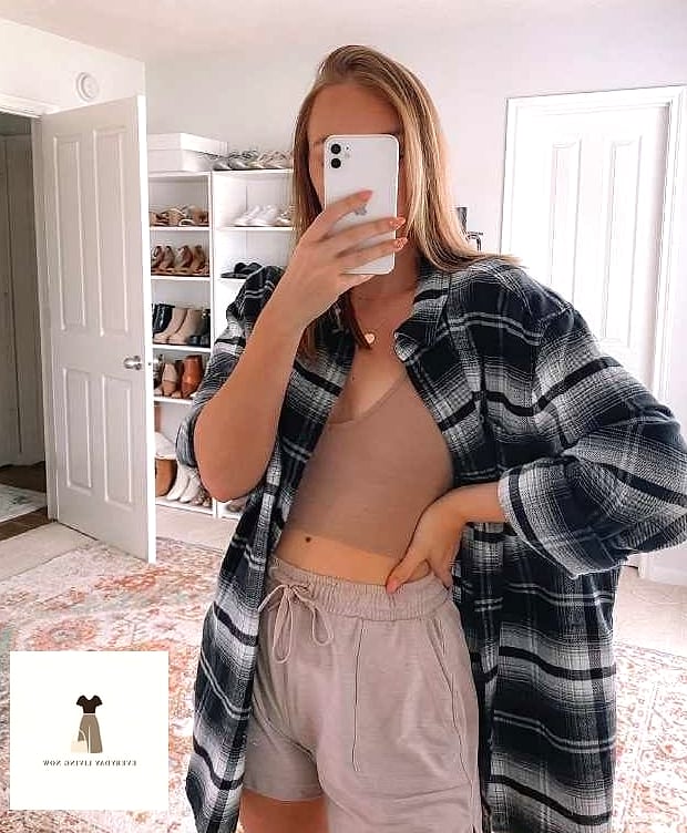 Oversized Flannel and Bike Shorts