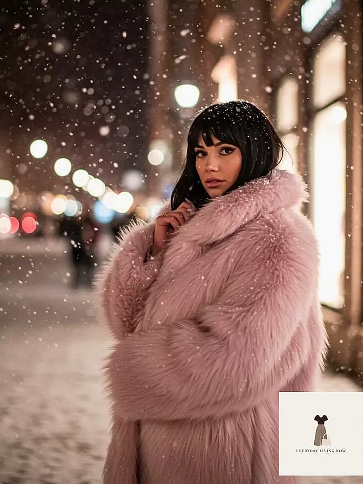 Oversized Fur Coat Over Athleisure